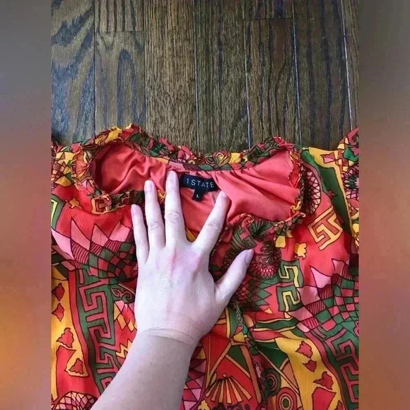 1.State Women’s L Tie Neck Short Flutter Sleeve Blouse in Raspberry Rose - NWT!! - Picture 3 of 12